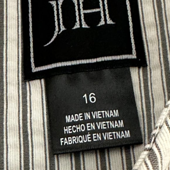 Dress Wing Ruffle Sleeve Pinstripe Crew Neck Zip Stretch Easter Spring Sz 16 - Picture 8 of 14